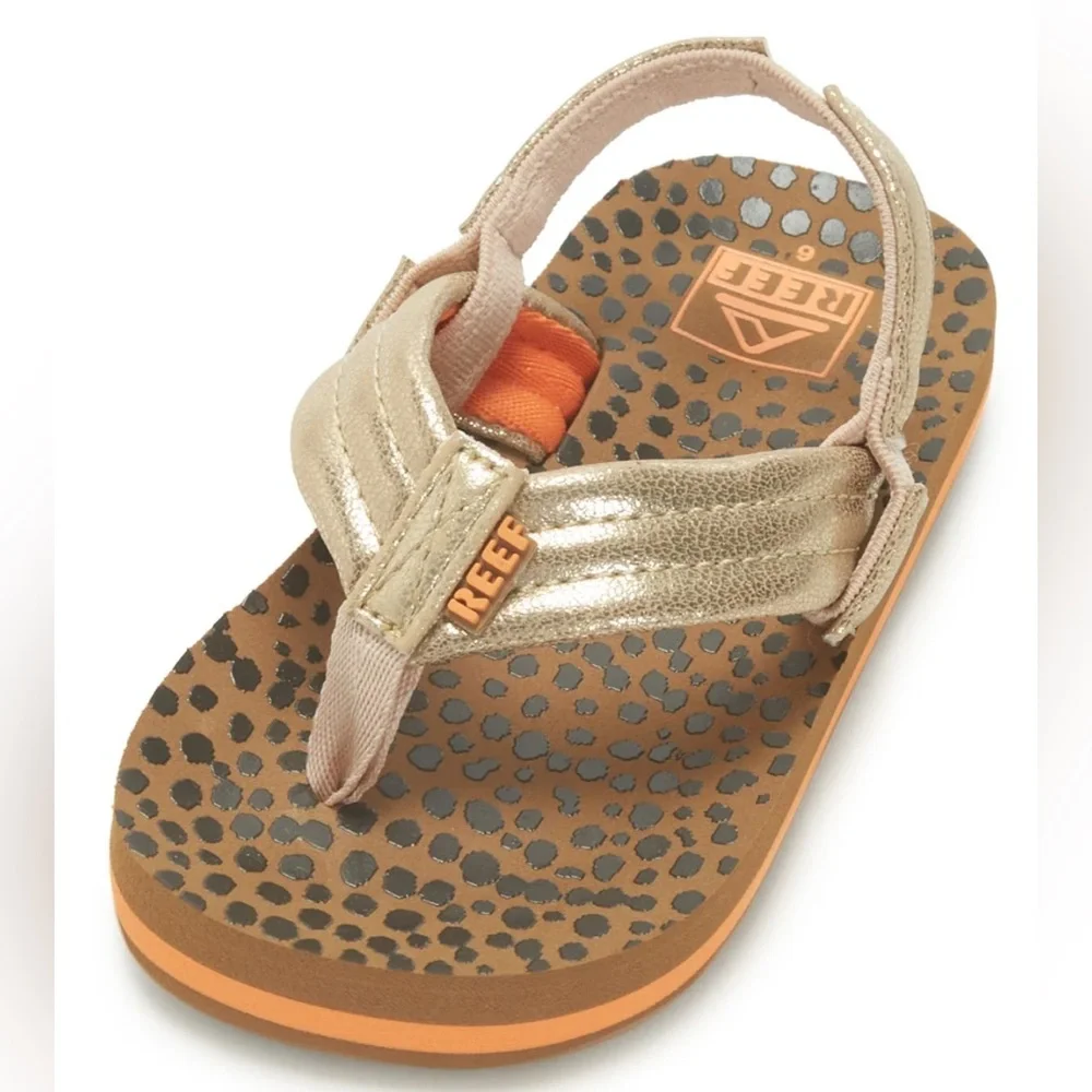 Reef Little Ahi Sandals with Gold Straps, size 5T